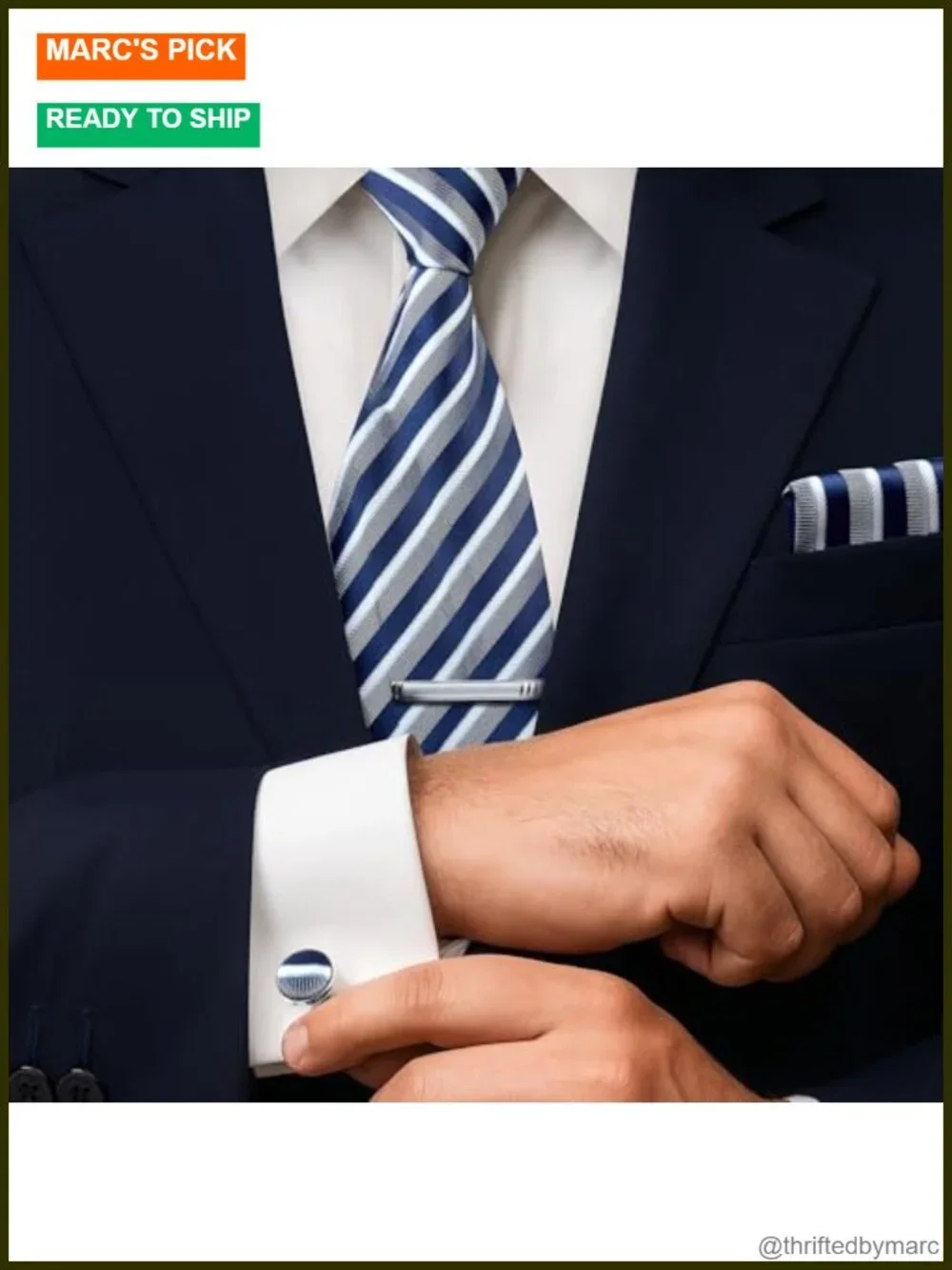 Silky Polyester Tie Set with Pocket Squares, Tie Clips, Cufflinks - 3 Ties